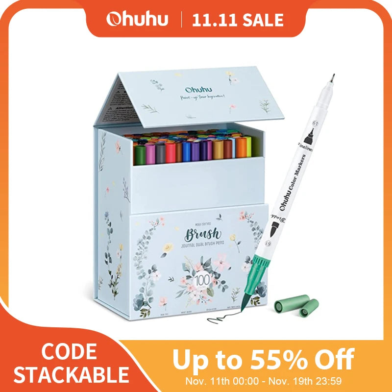 Ohuhu Art Markers Dual Tips Line Marker Set WaterColor