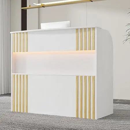 Modern Reception Desk with Storage Drawers, 39.4" H