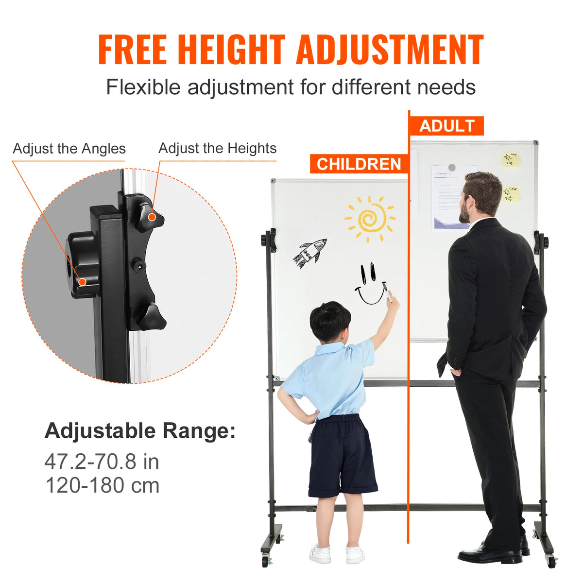 VEVOR Rolling Magnetic Whiteboard Double-Sided 360° Reversible