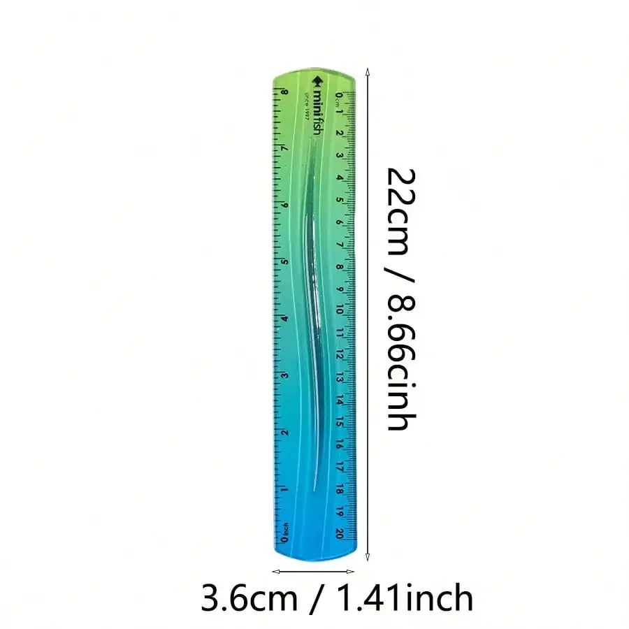 20cm/15cm Flexible Soft Ruler Gradient Rainbow Color for Office School