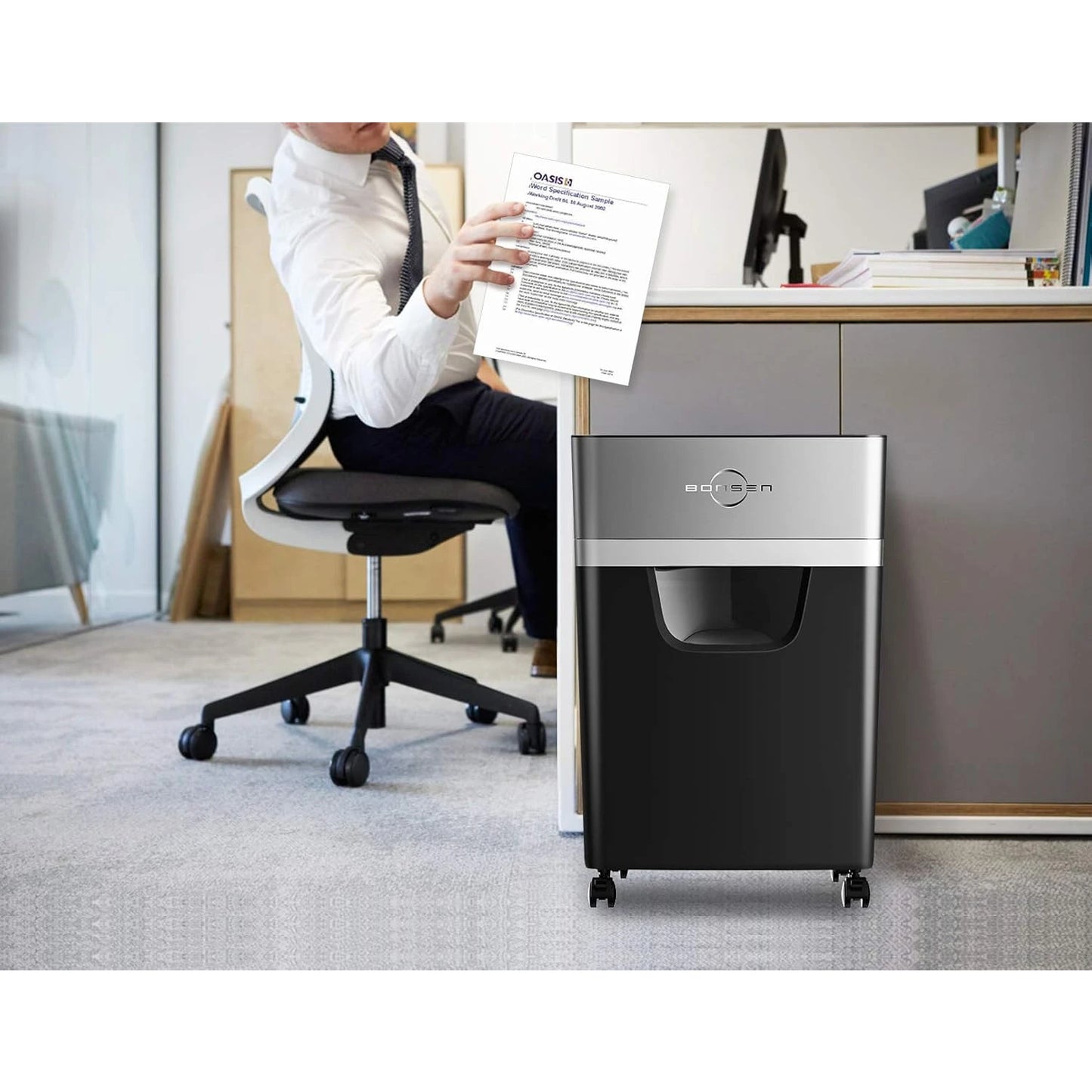 BONSEN 16-Sheet Heavy Duty Shredder for Office, 5.3-Gallon Bin