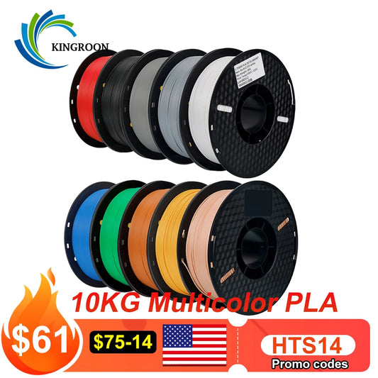 10KG/22LBS Multicolor PLA filament 1KG/Roll 1.75mm For 3D Printer