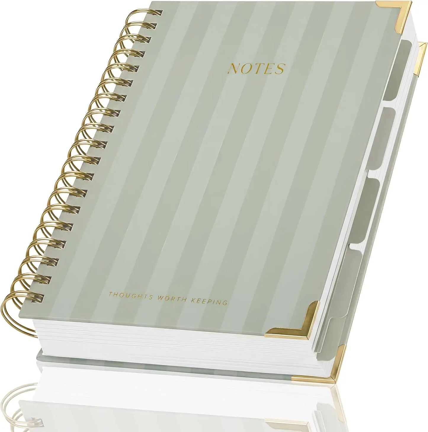 Aesthetic Thick Spiral Notebook with Tabs, 300 Pages and Dividers