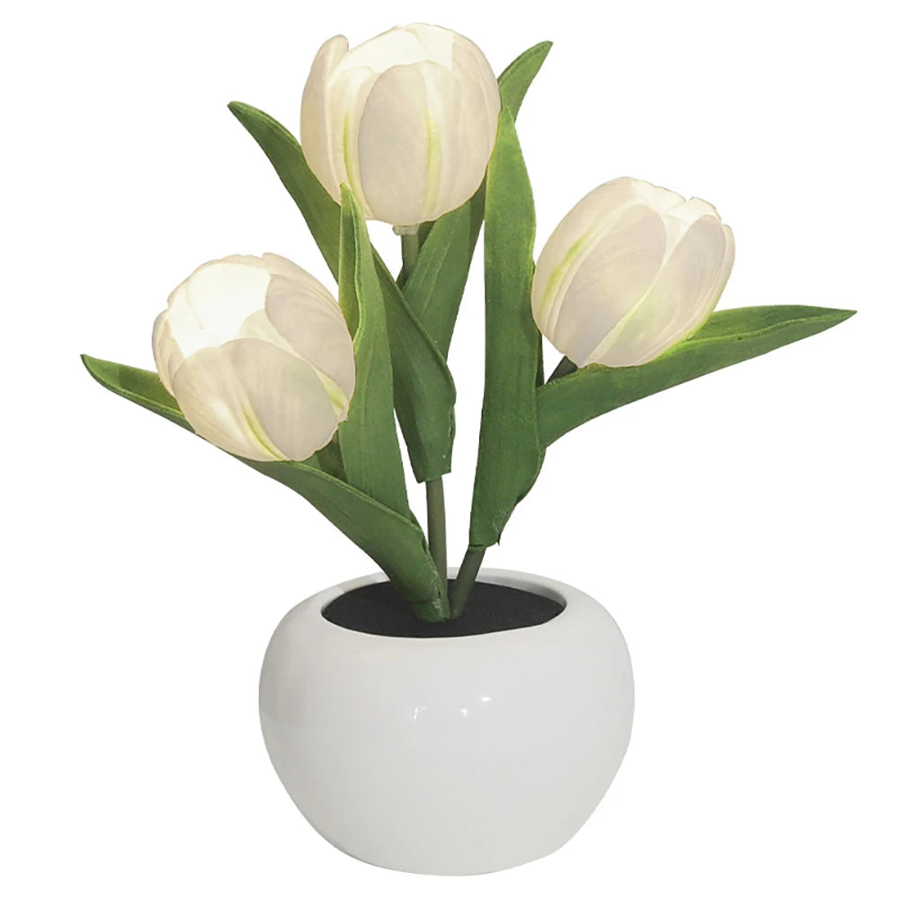 Led Simulation Tulip Night Light Fake Flower Table Lamp