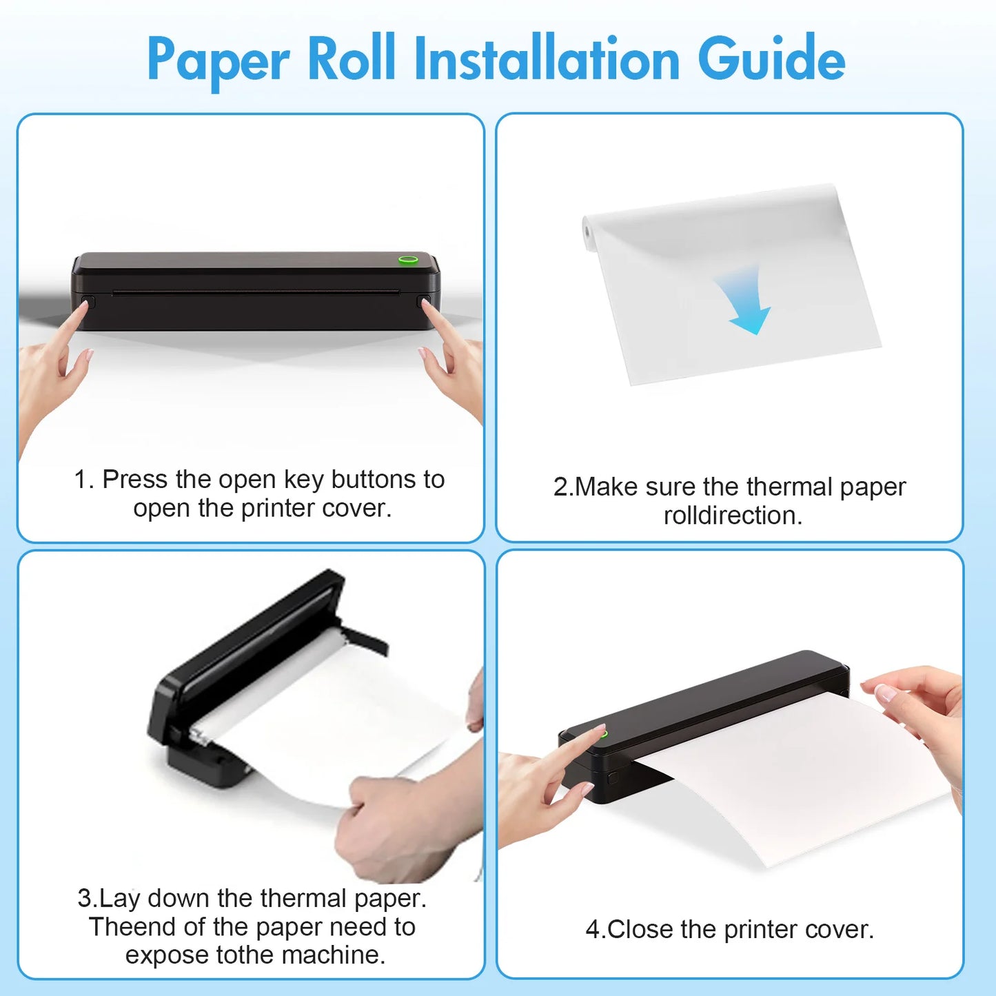 Portable Printers Wireless Inkless Thermal US Letter/A4/A5/B5