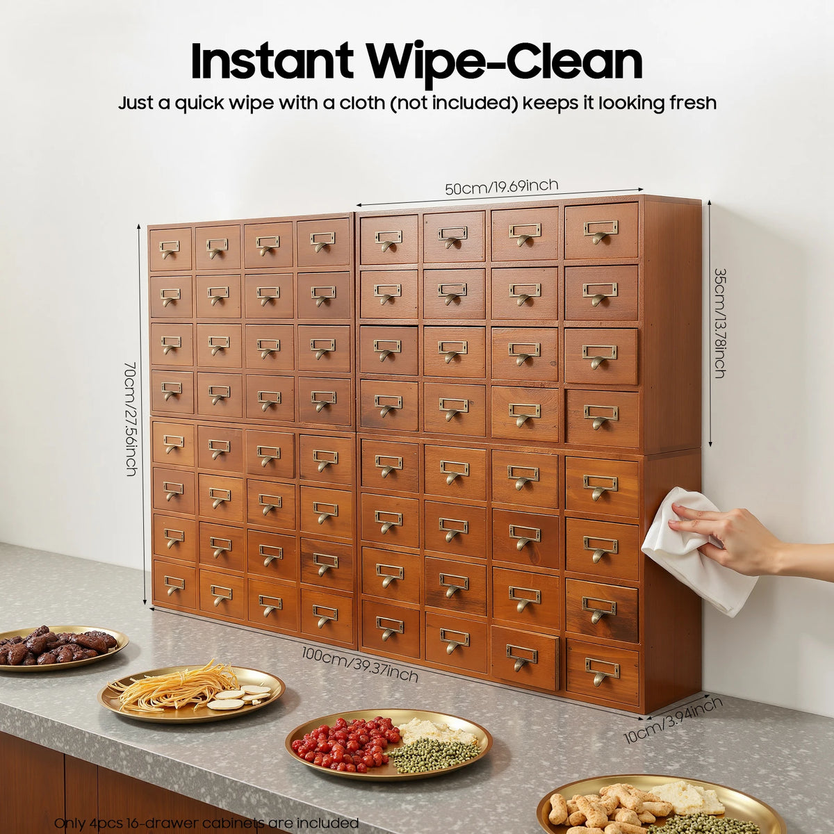 Drawer Wooden Storage Box 64 Drawers Compact Organize Cabinet 4 Units