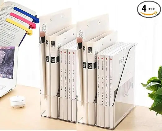 4-Piece Clear Acrylic File and Magazine Storage Rack