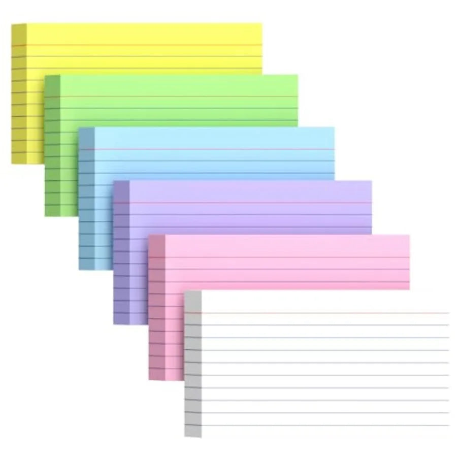 200 Count Index Cards 4x6 Inch, Colored Flash Card 40 Sheets Each