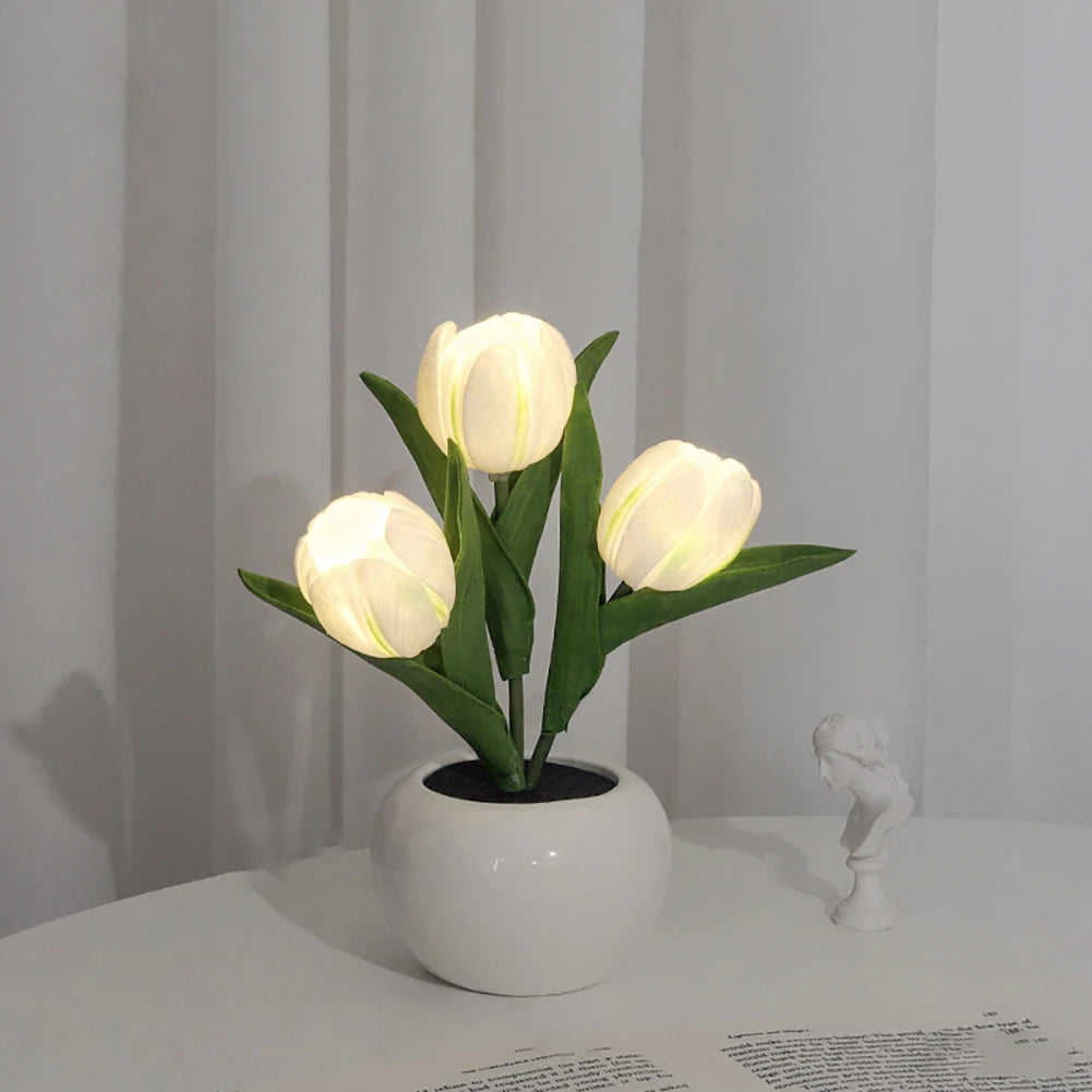 Led Simulation Tulip Night Light Fake Flower Table Lamp