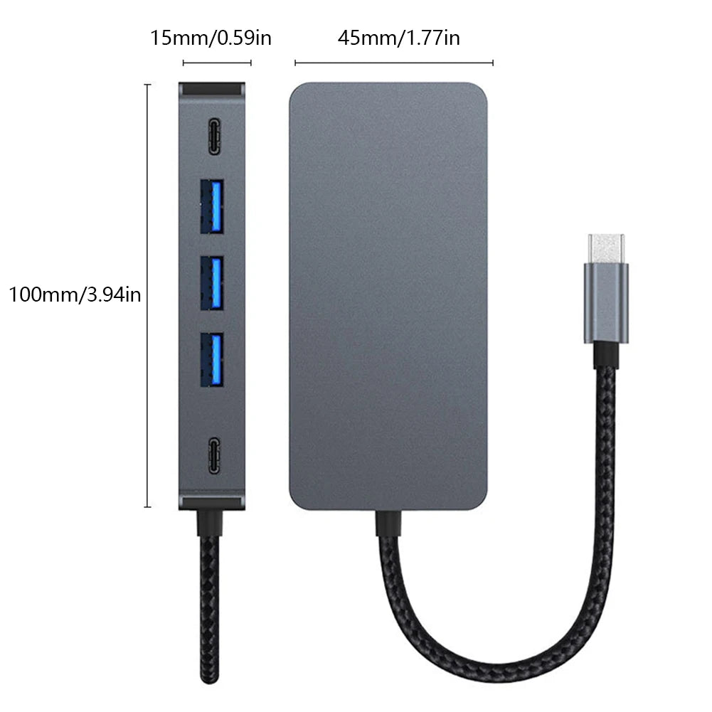 7 in 1 USB C HUB Type C Splitter 4K Thunderbolt 3 Docking Station Adapter 5Gbps High Speed Transmission USB Splitter For Macbook