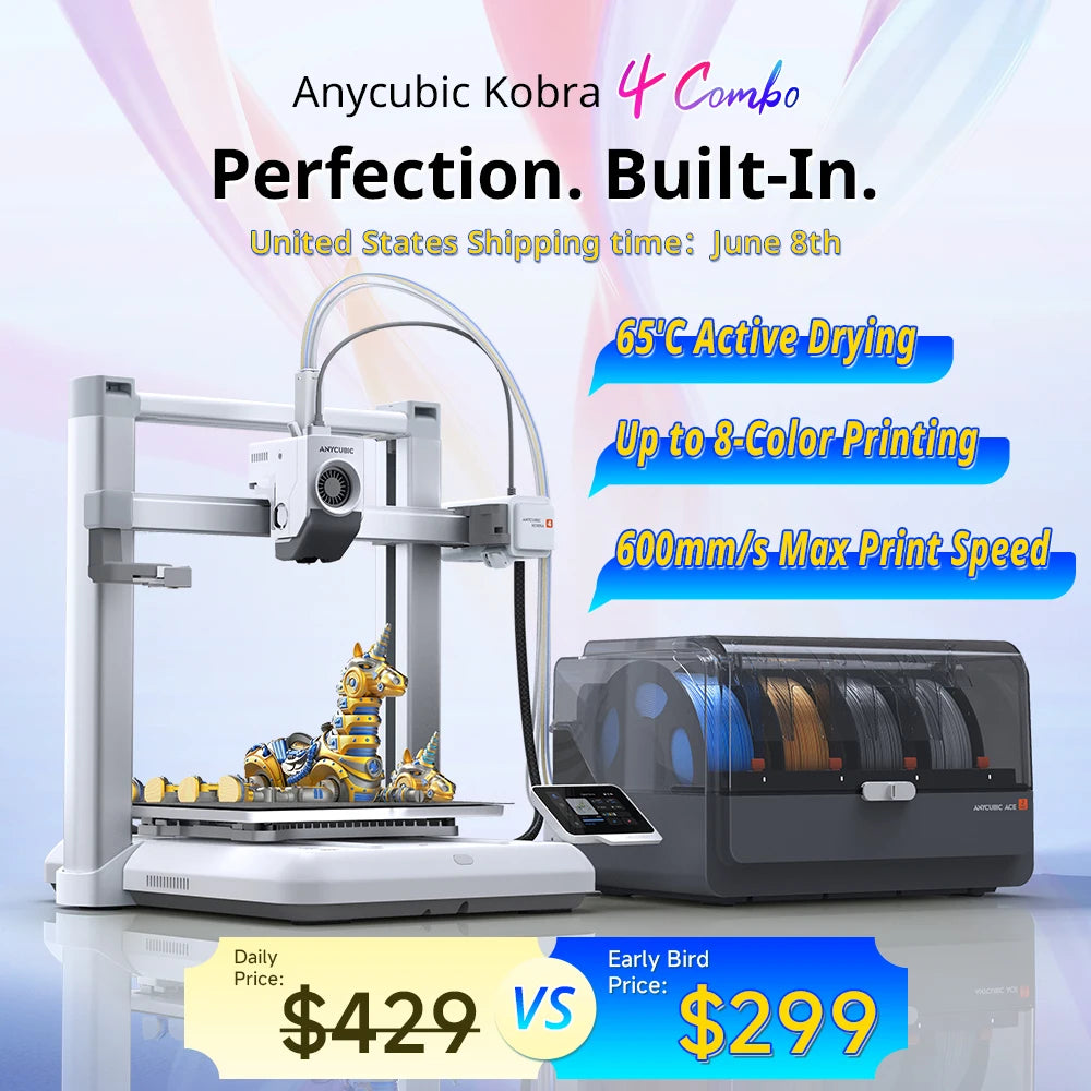 ANYCUBIC Kobra 4/Kobra 4 Combo 600mm/s Fast Printing 3D Printer