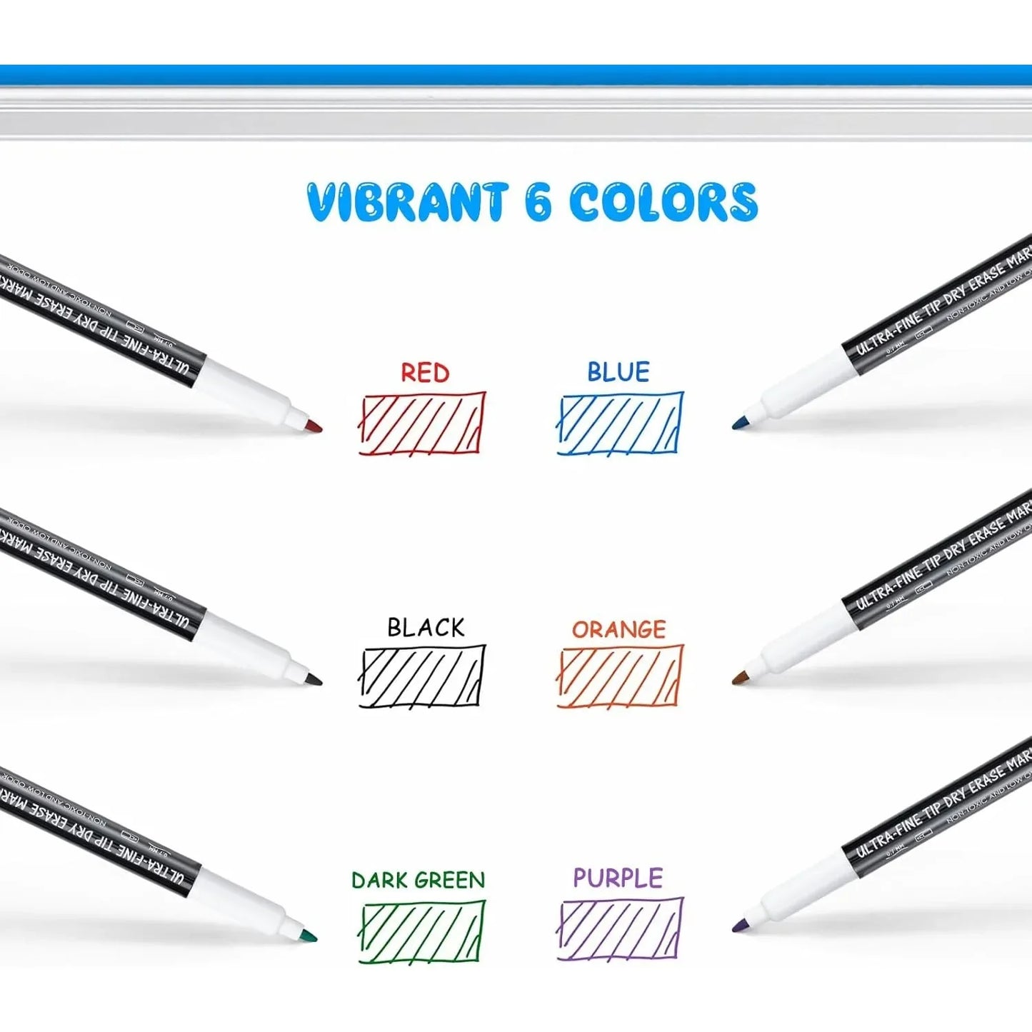 Dry erase mark Ultra-fine tip, 0.7 mm, 6 counts