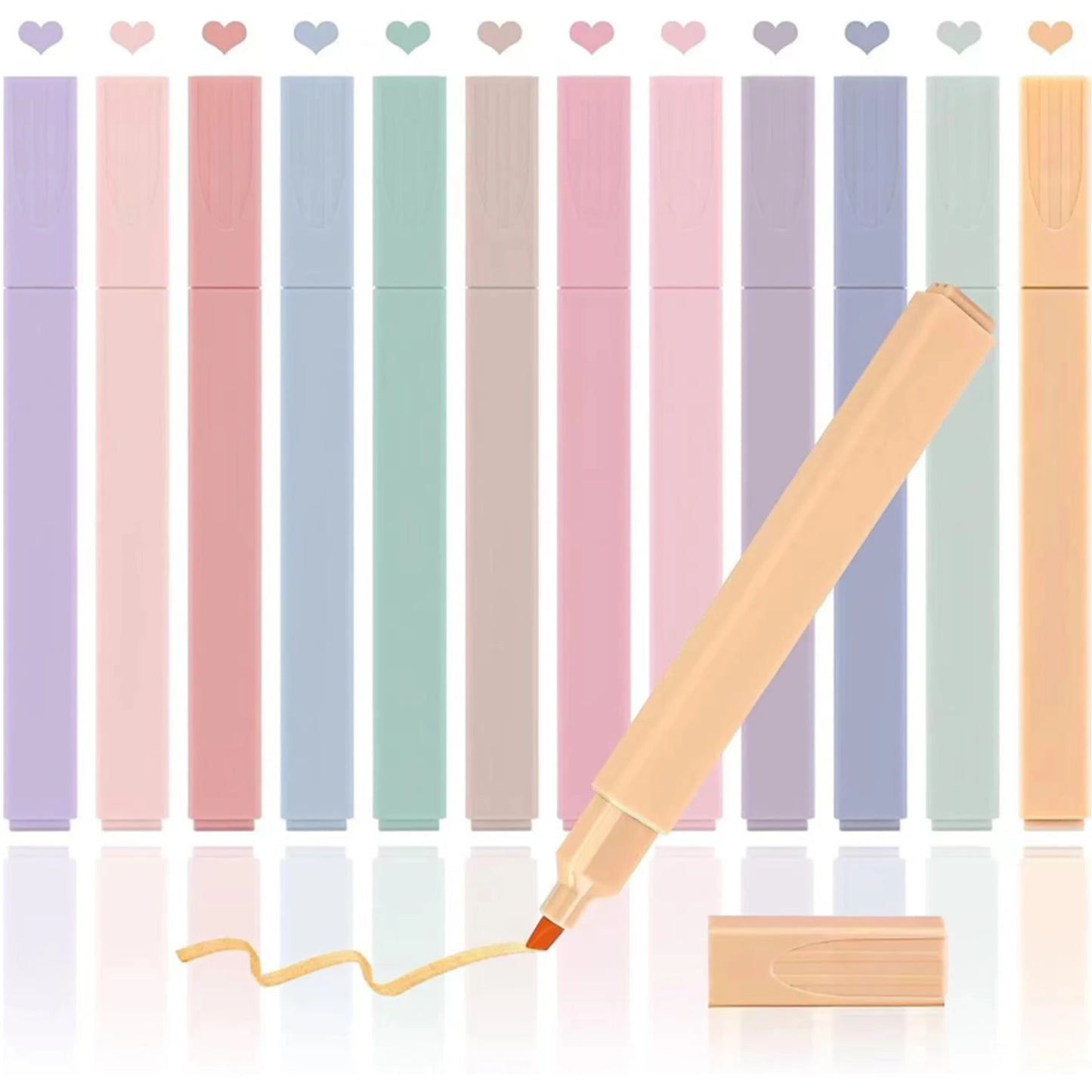 Highlighters Cute Pastel Pens 12 Colors No Bleed with Soft Tip