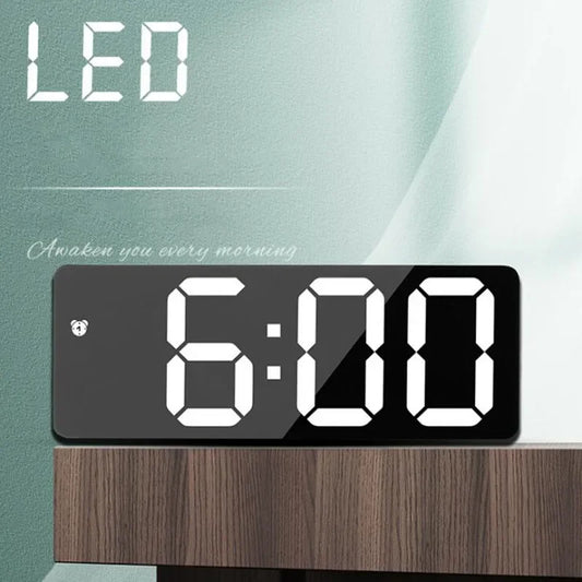 Acrylic/Mirror Digital Alarm Clock 12/24H Electronic LED Clock