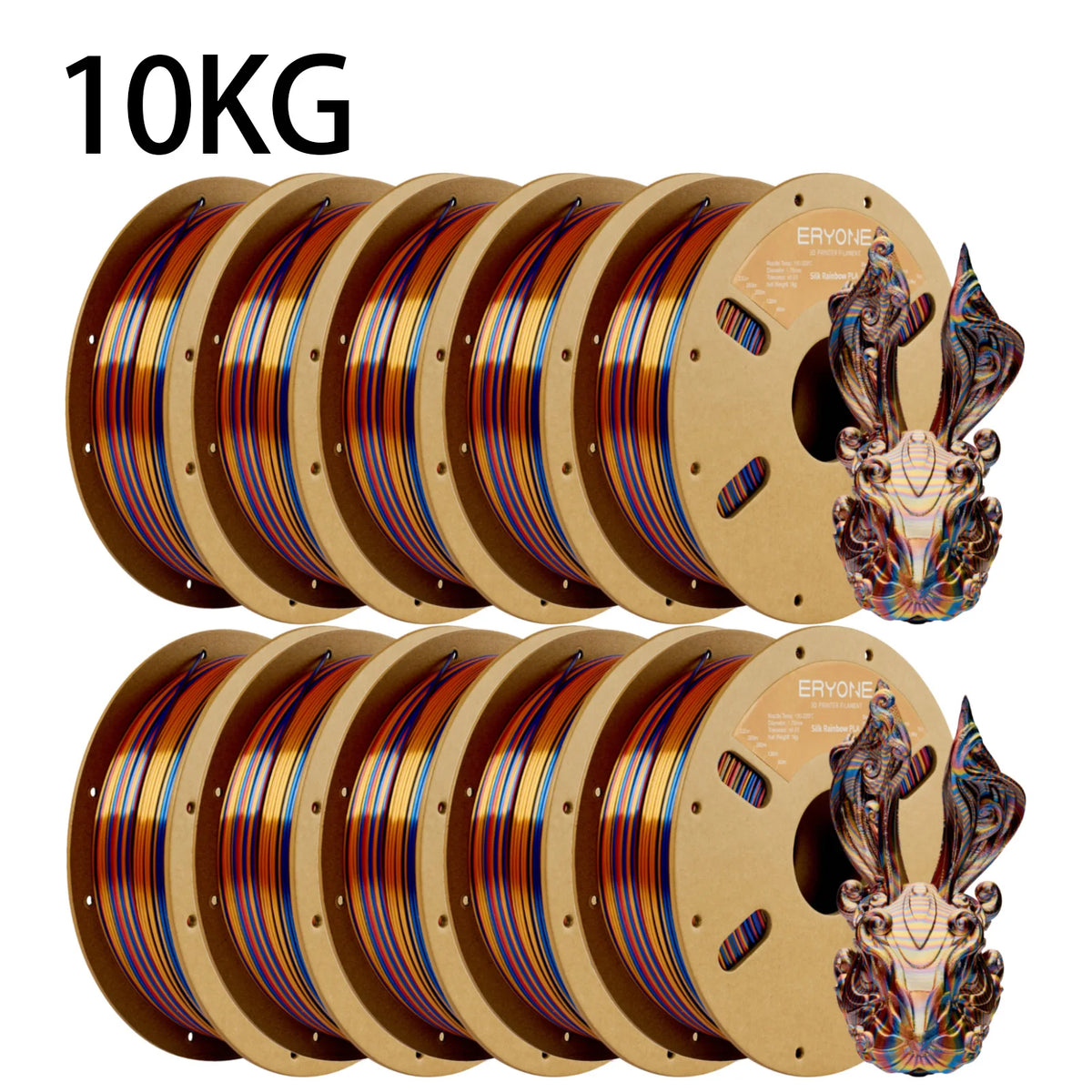 ERYONE 10KG Silk Rainbow Twist PLA Filament 1.75mm, 1kg Spool