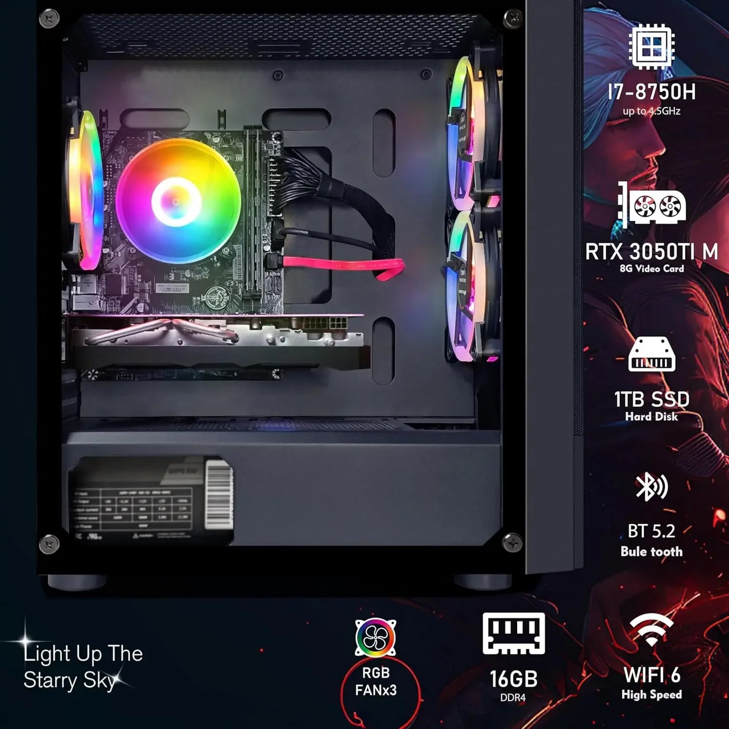 POPULAR Gaming PC Desktop, Intel 10th Gen G5905 3.5G, Radeon RX 580