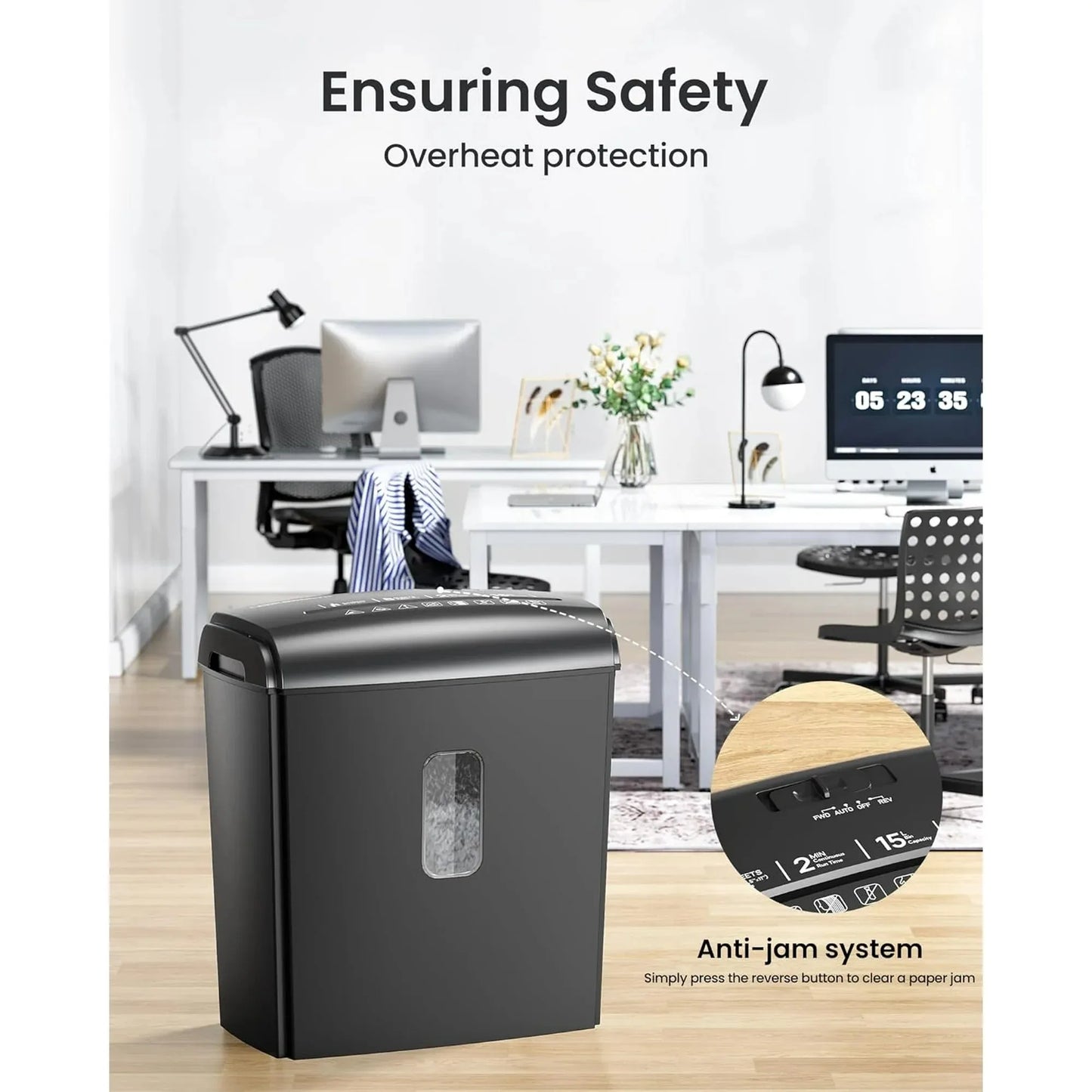 Deli 8-Sheet Micro Cut Paper Shredder. with Handle, 4 Gallons