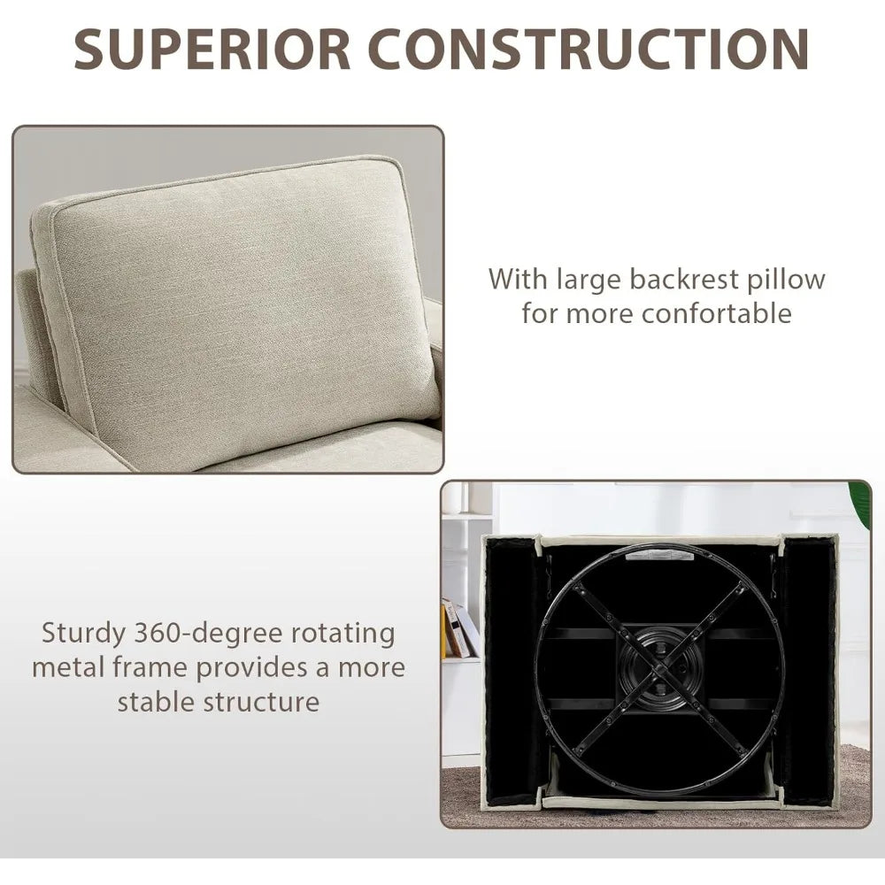 Swivel Accent Chair, Oversized Swivel Single Sofa Chair