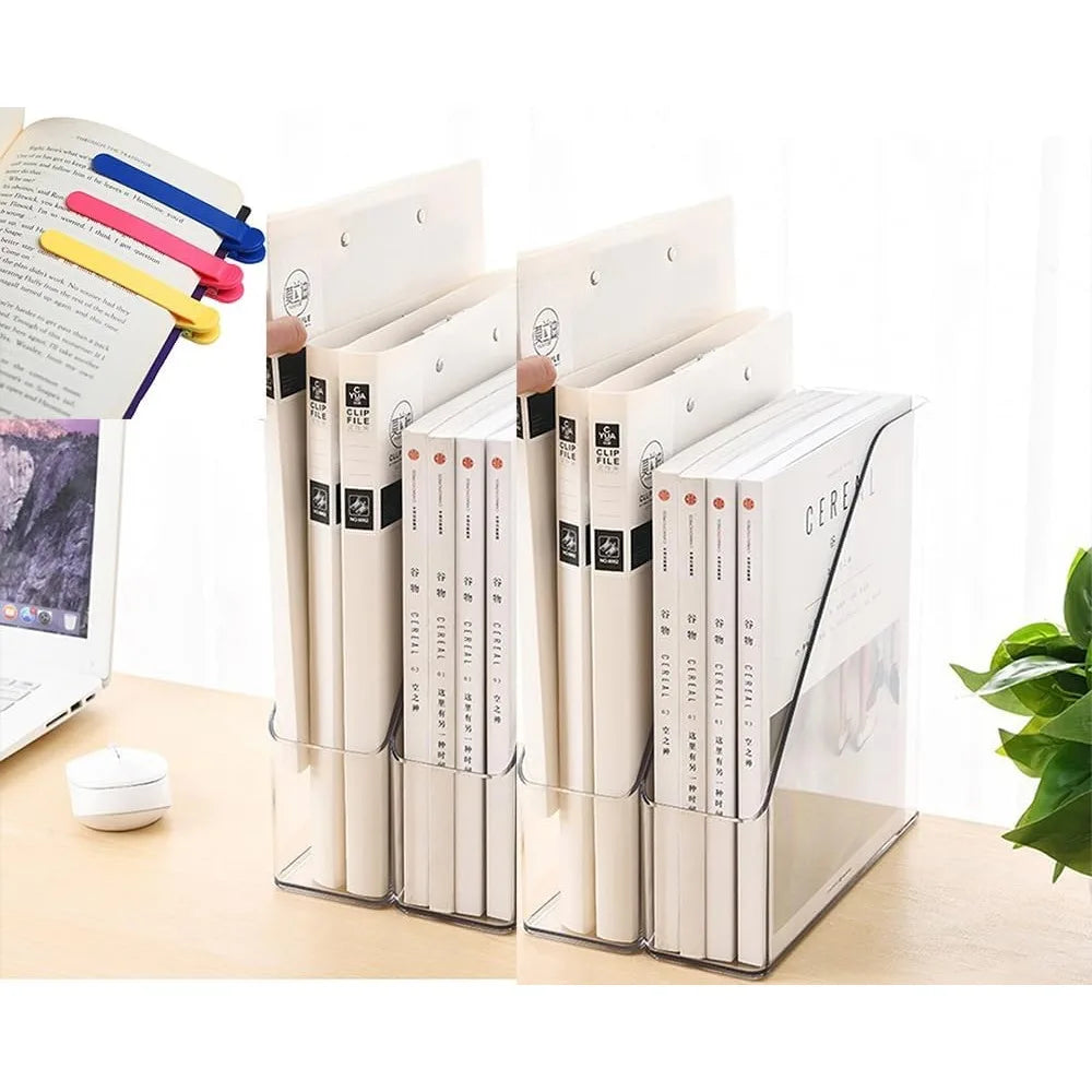 4-Piece Clear Acrylic File and Magazine Storage Rack