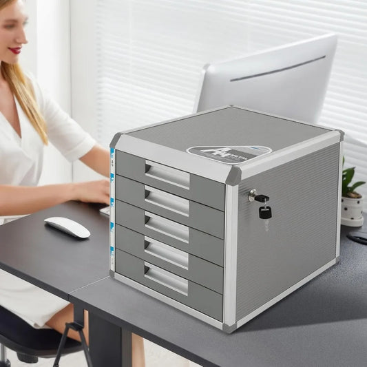 Desk Organizer with 5 Drawers Aluminum Alloy Desk