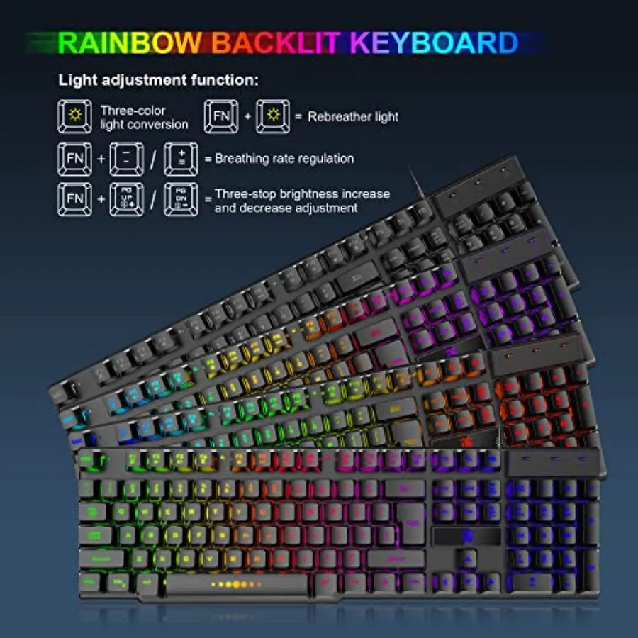 Gaming Keyboard and Mouse, Headphones, Mouse pad All in One Combo