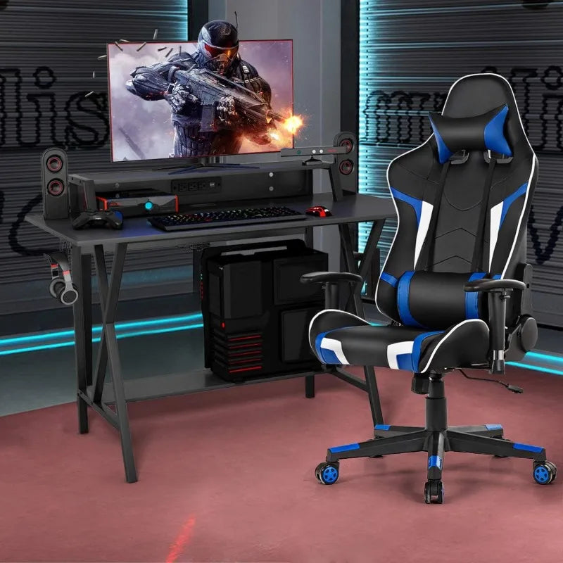 Gaming Desk and Chair Set, Ergonomic E-Sport Gamer Desk & Racing Chair Set