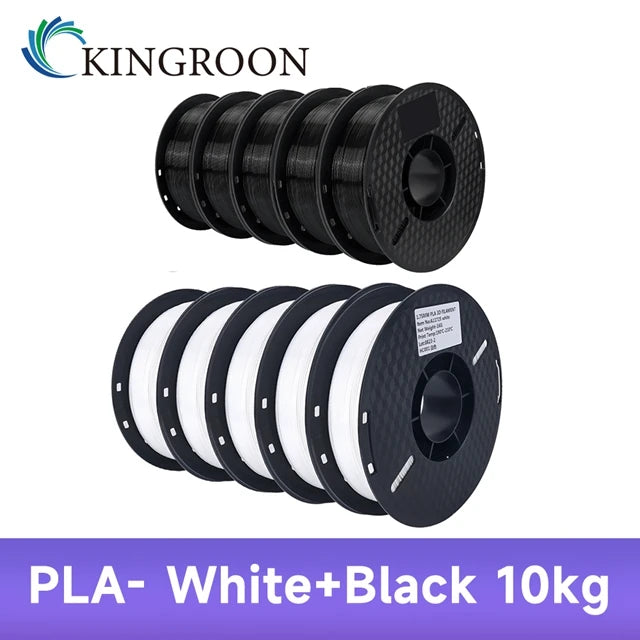 KINGROON 10KG PLA/ ABS/ PETG Filament 1.75mm Black White Gray, 10 Rolls