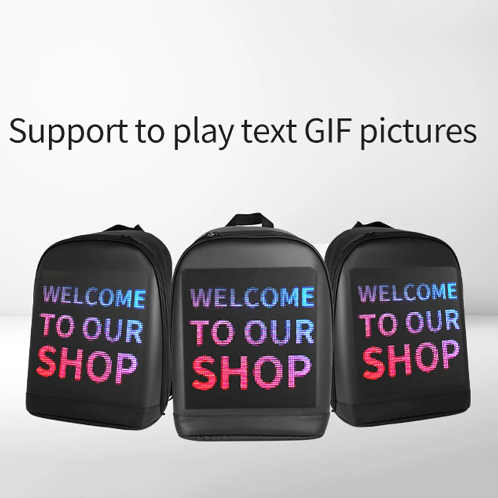 LED Screen Display Backpack Wireless Business Travel Laptop Bags