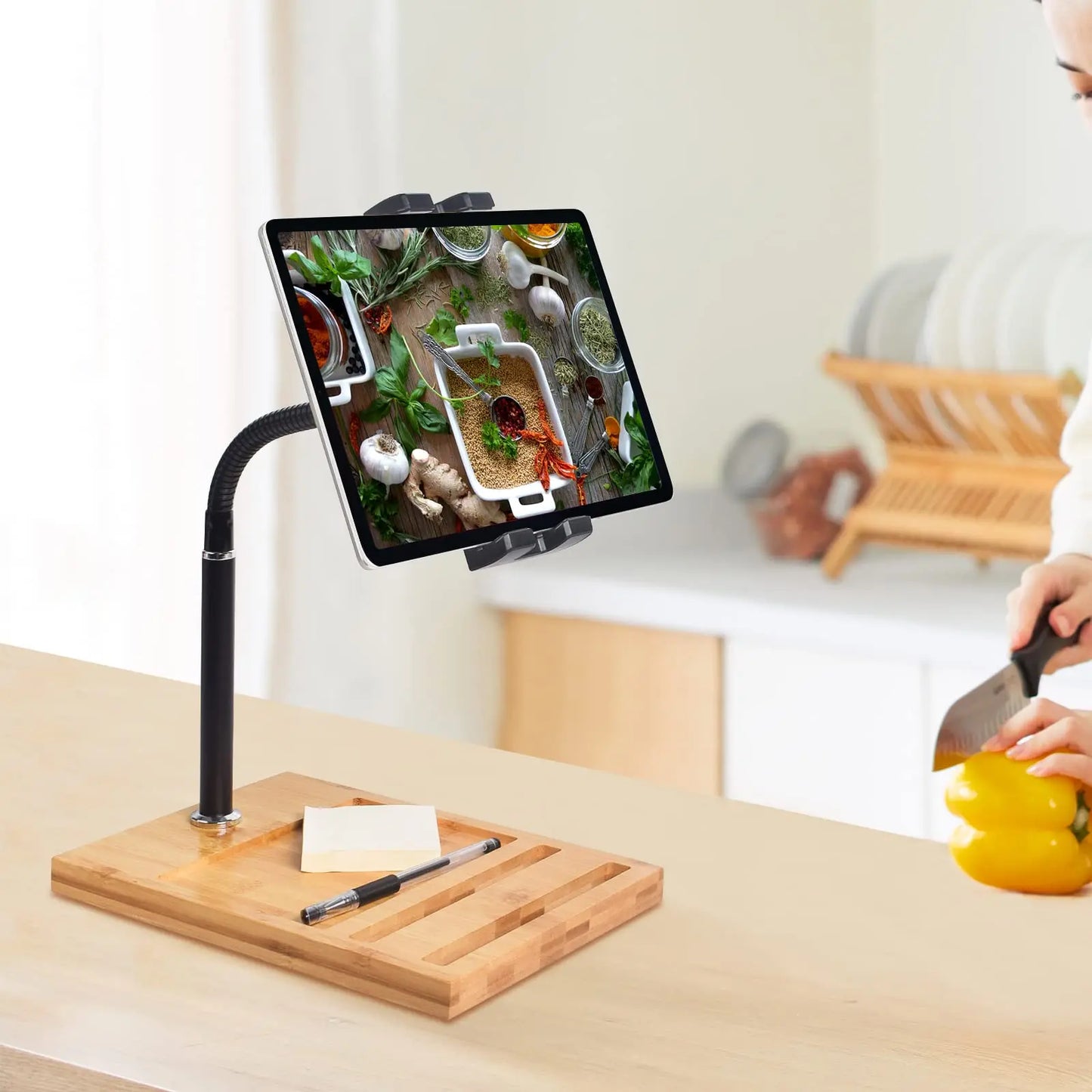 wishacc Tablet Stand Holder Gooseneck Tablet Mount Adjustable Desktop Stand with 360 Degree Rotating