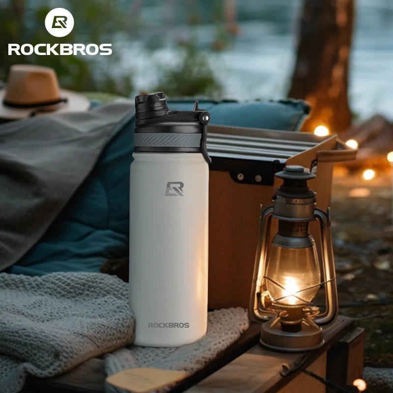 ROCKBROS Thermos Water Bottle 500ml 1000ml Non Slip Stainless Steel