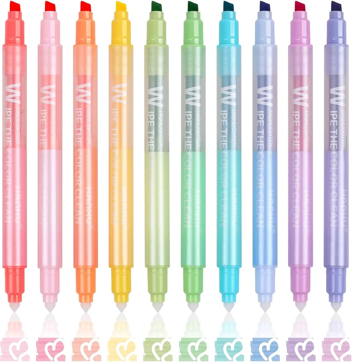 10-Color Erasable Highlighters, Pastel Soft-Tip No Bleed Pens