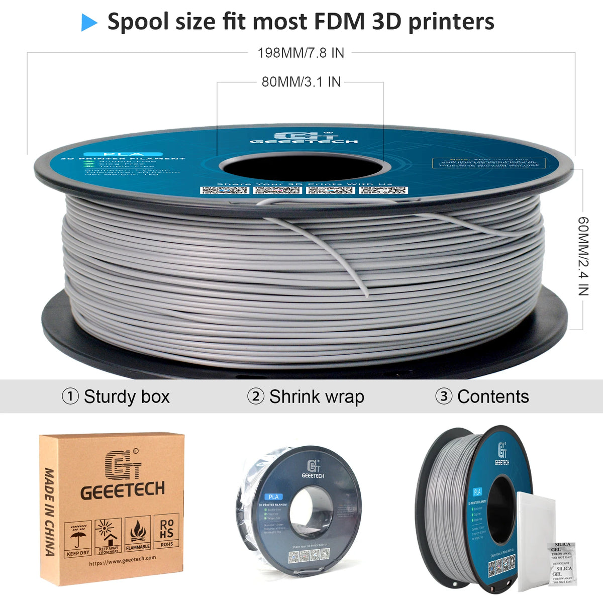 Geeetech 5Kg Standard PLA Filament 1.75mm, Multiple Colour