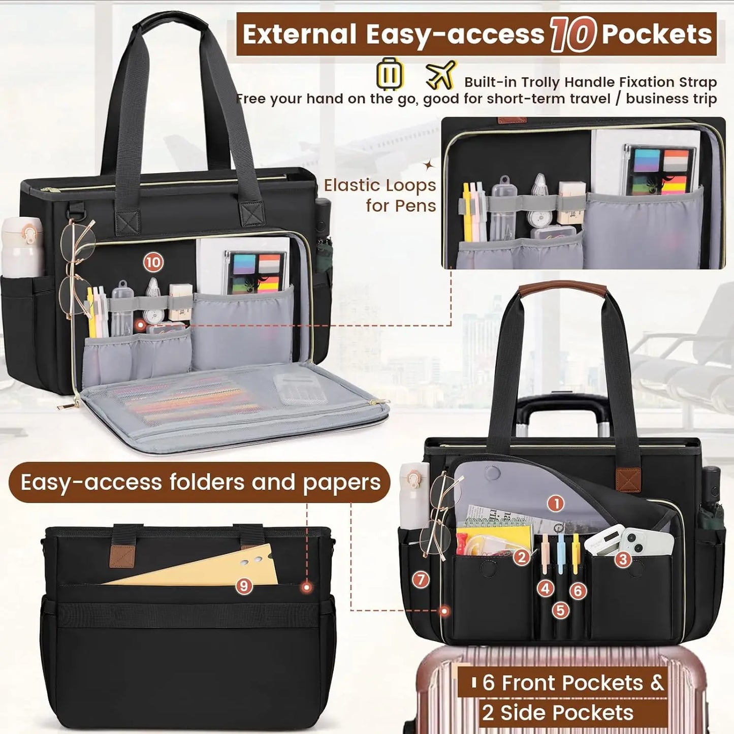 Teacher Tote Bag 15.6 inch Laptop Bag for Women