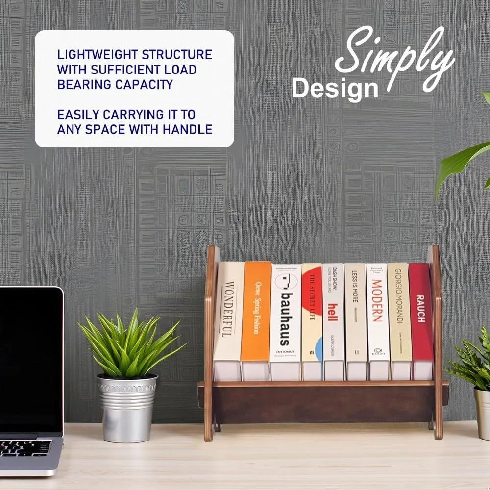 Compact Stackable Bookshelf Organizer with Handle