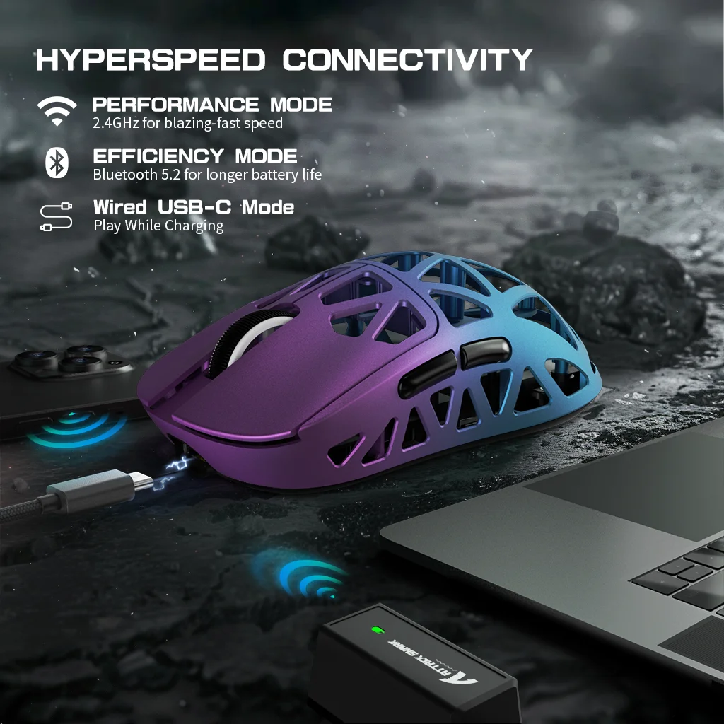 ATTACK SHARK R2 tri-mode programmable mouse, PAW3950 42000 DPI 8000Hz
