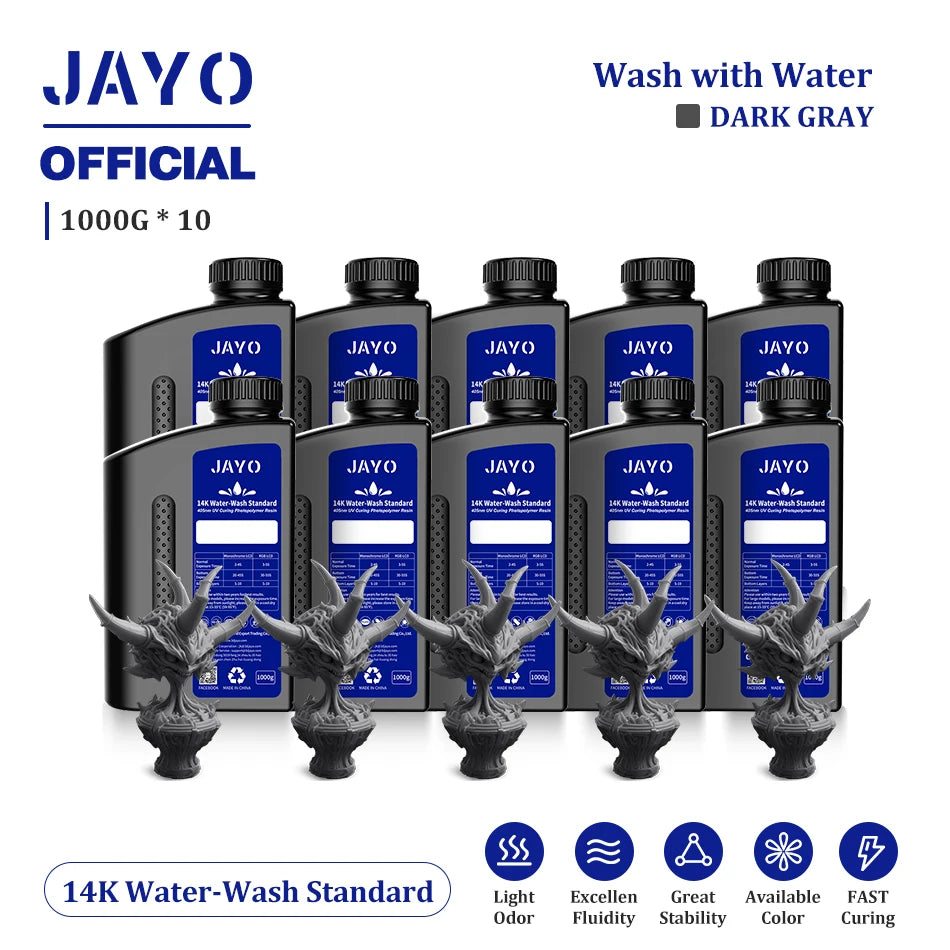 JAYO Water Wash  405nm UV Resin 10kg ABS Like 3D Printer Resin 405nm UV Standard Rapid Photopolymer Resin for LCD/DLP/SLA