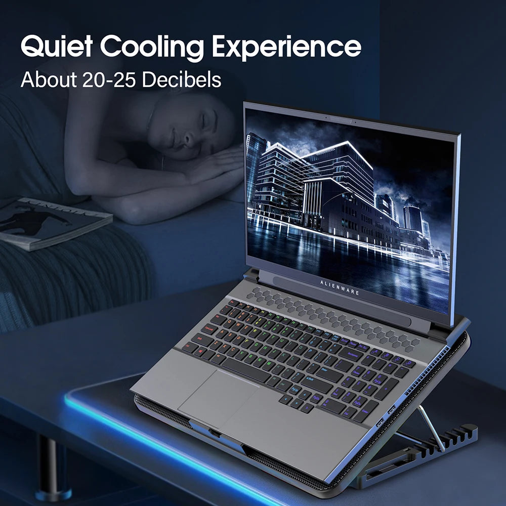 Coolcold 15.6-17.3inch Laptop Cooling Pad with 6 Quiet Fans