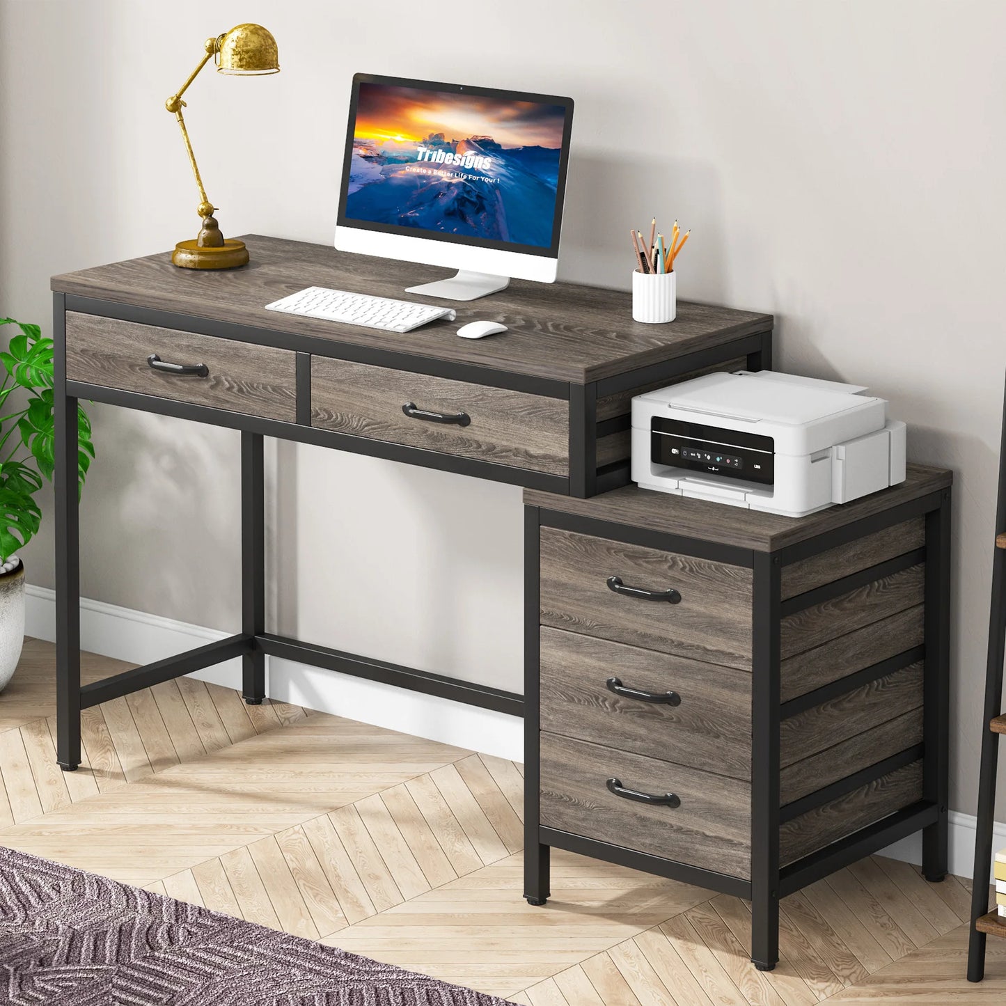 Tribesigns Computer Desk with 5 Drawers, Home Office Desks