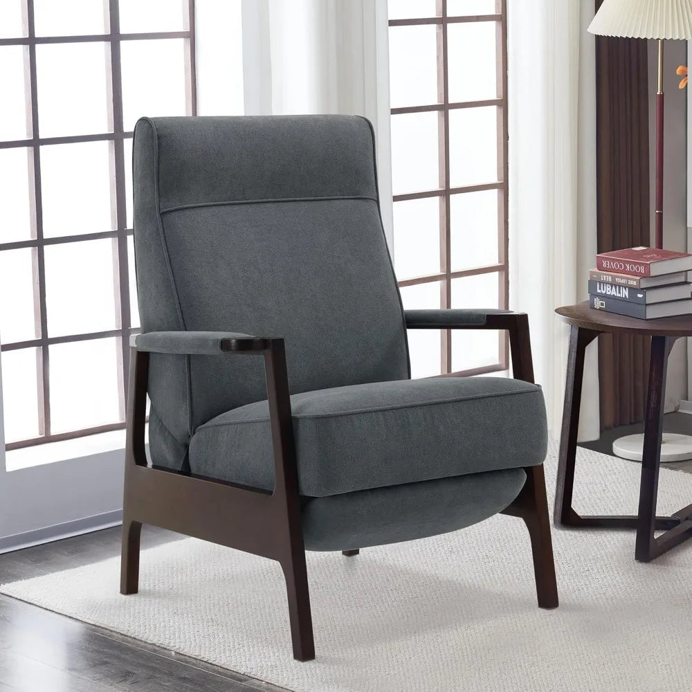 Pushback Recliner Chair with Wooden Armrests