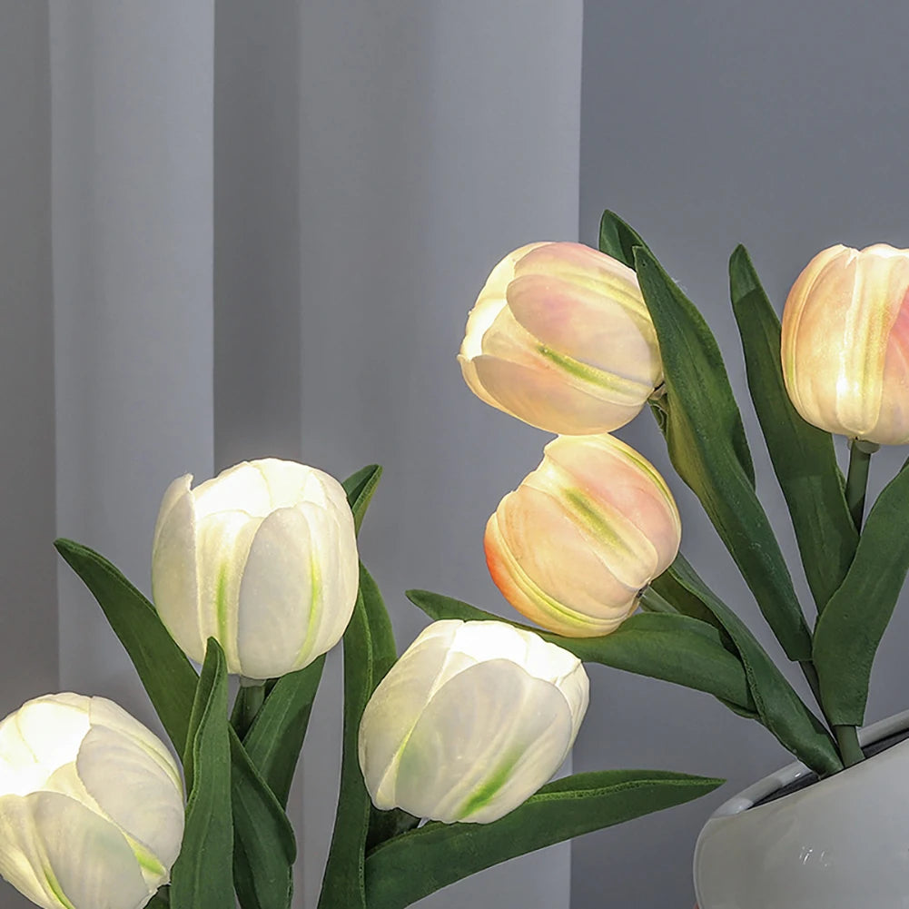 Led Simulation Tulip Night Light Fake Flower Table Lamp