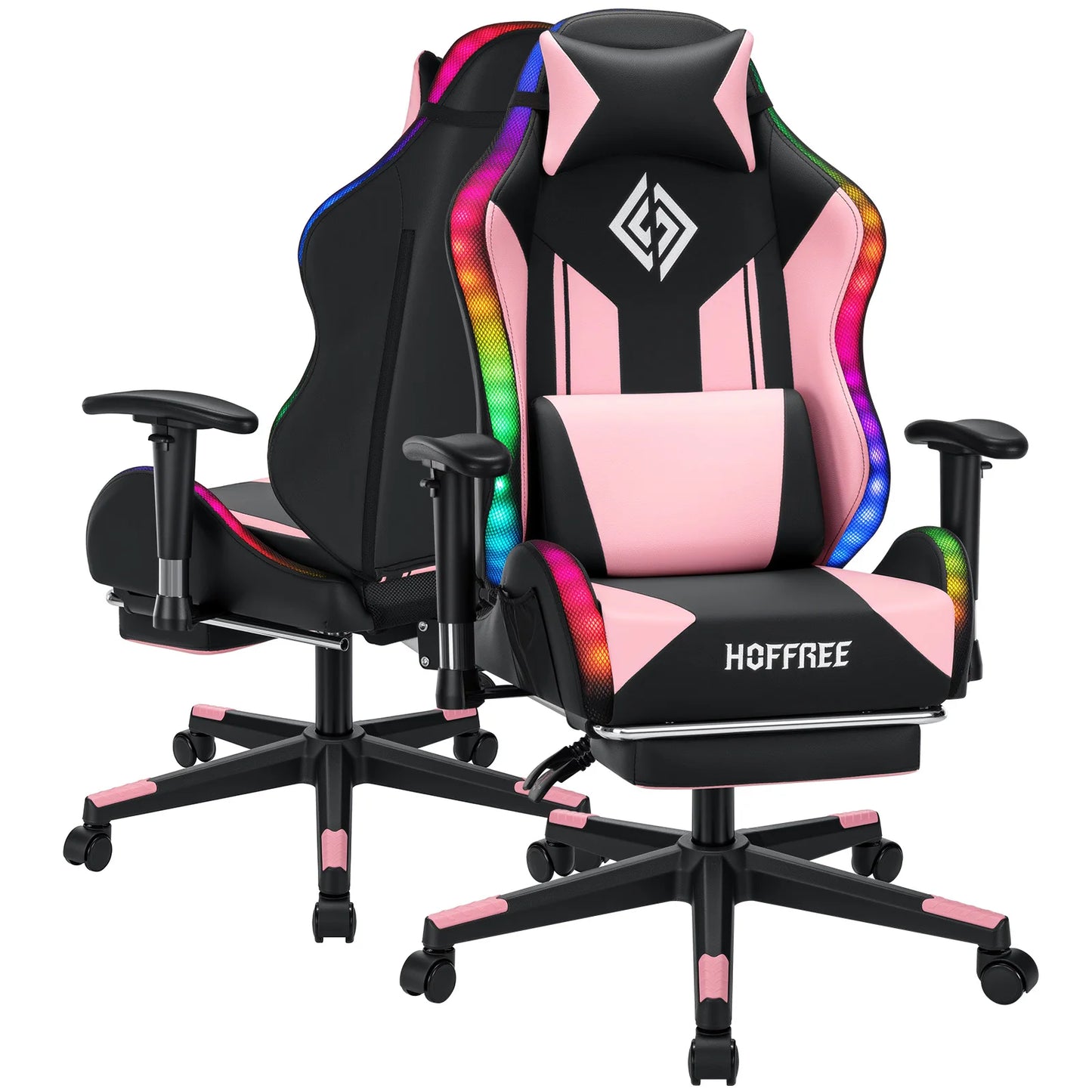 Adjustable Gamer Chair with LED Lighting, Footrest & Lumbar Support