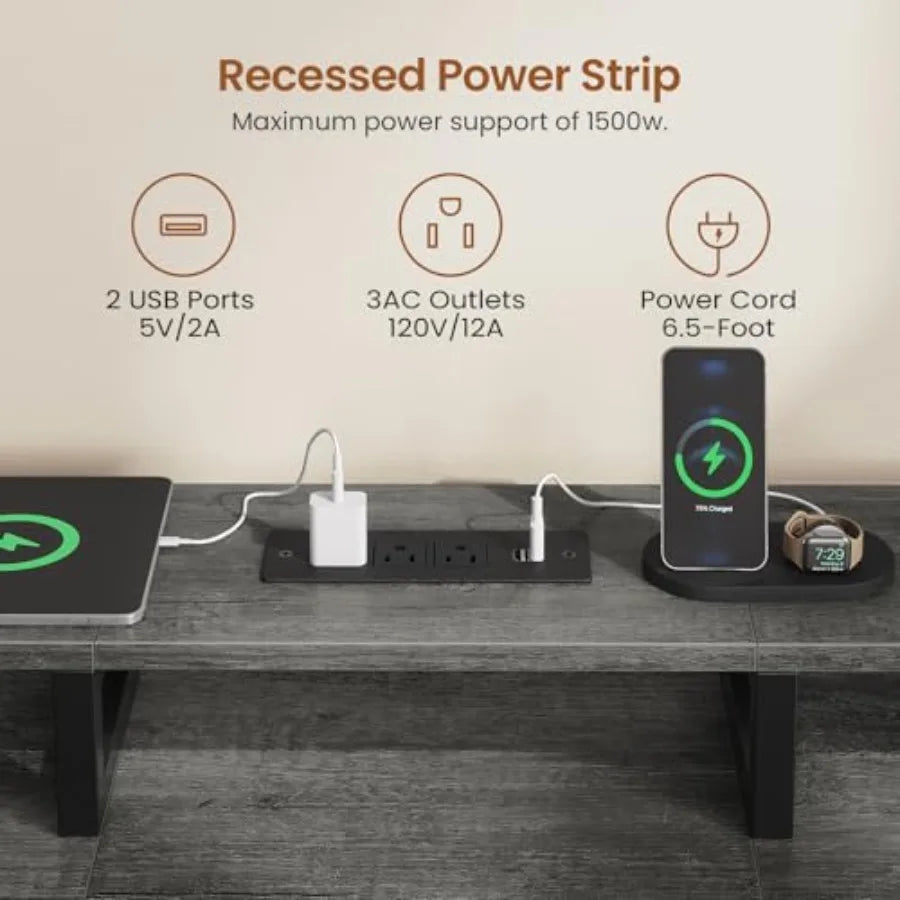 94.5 2 Person Gaming Desk Long Office Computer Desk with 8 Drawers