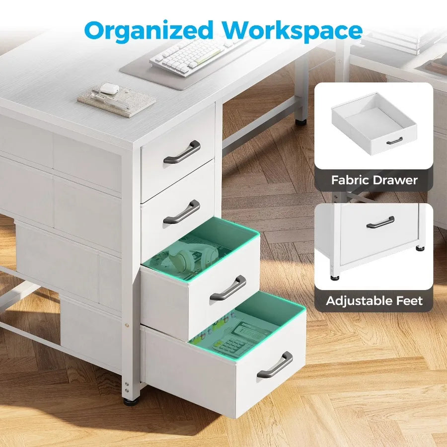Casacomoda 55 inch Computer Desk with 5 Drawers and File Cabinet