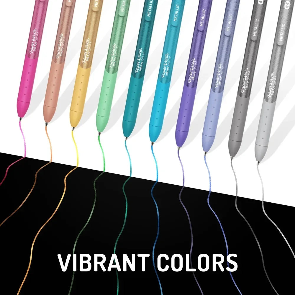 Assorted Metallic Gel Pens 6 Count 0.8mm Vibrant Ink