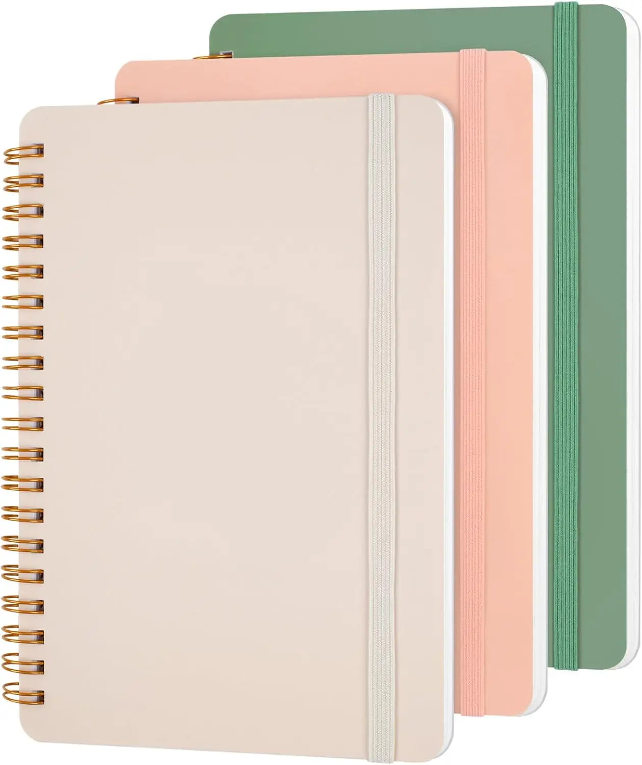 3-Pack Morandi Spiral Notebooks 5x7 with Strap, 70 Sheets