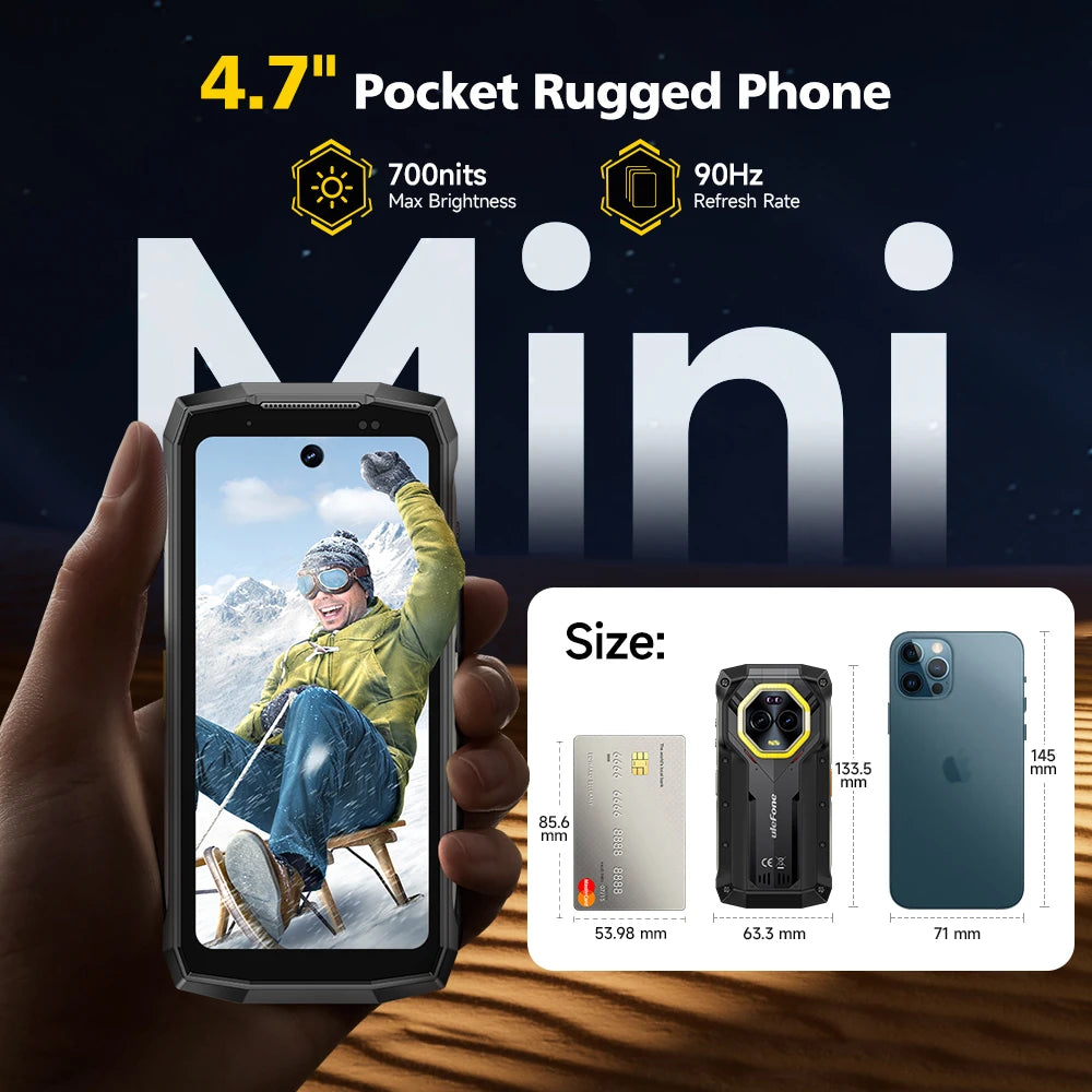 Ulefone Armor Mini 20 Pro 5G 4.7' Rugged Phone 64MP 6200mAh 16+256G