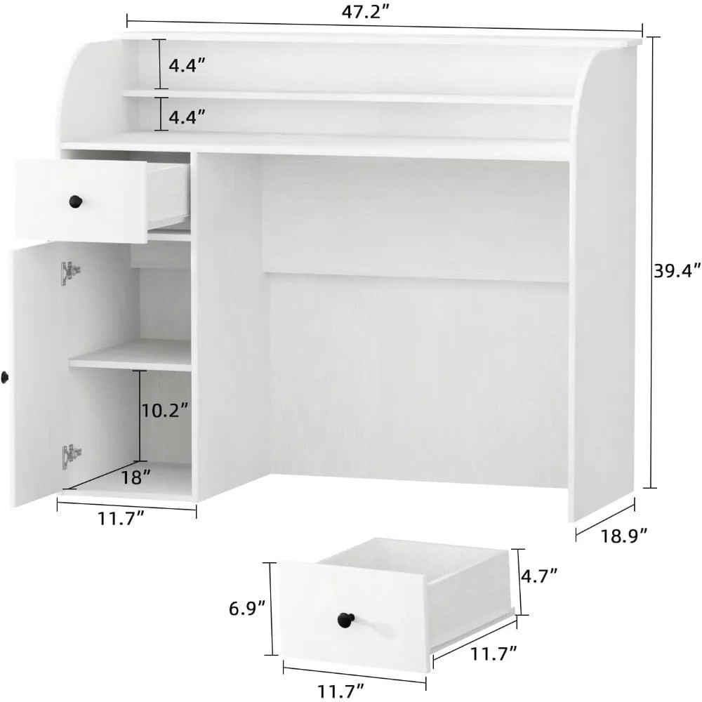 Modern Reception Desk with Storage Drawers, 39.4" H