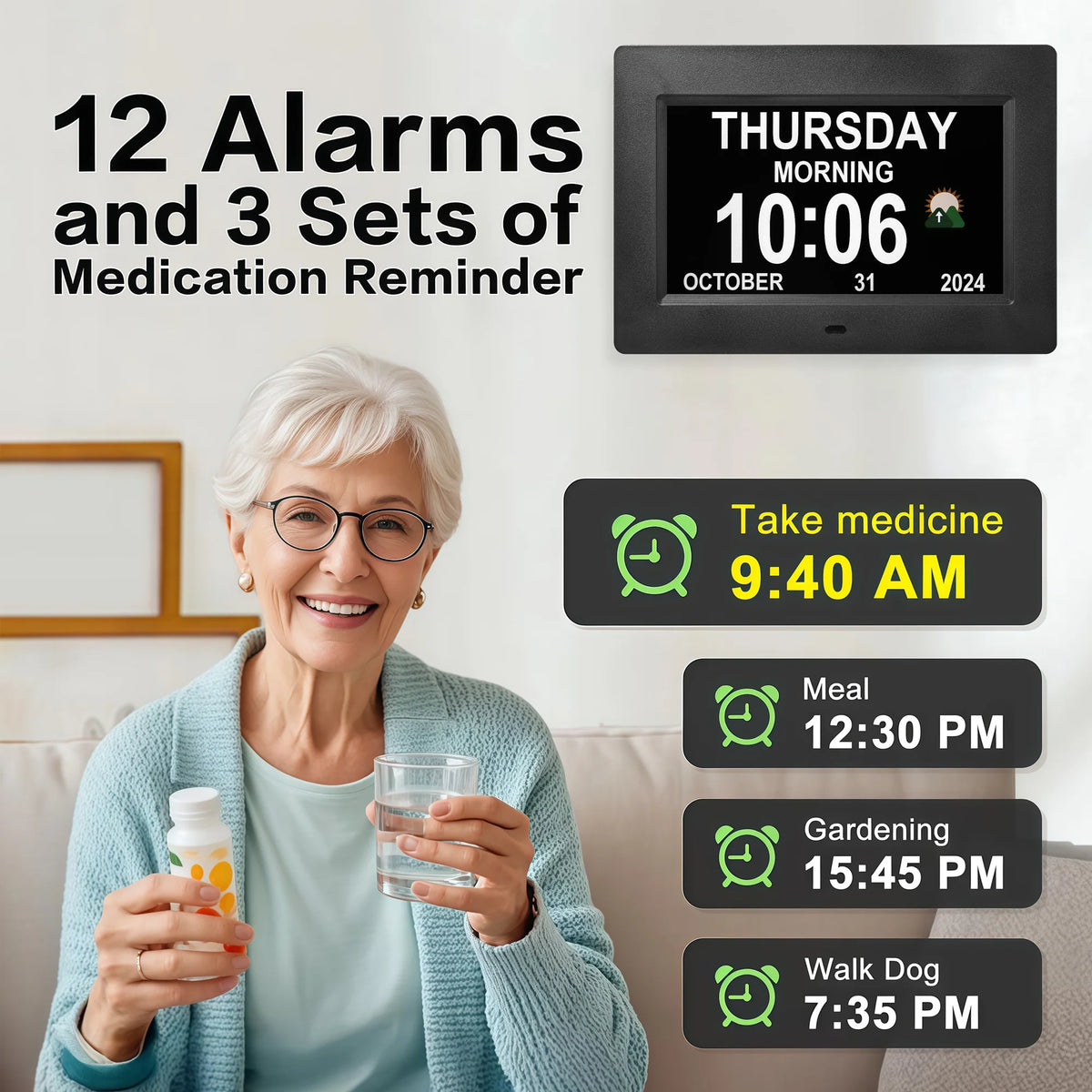 Clocks for Seniors, Digital Clock with Day and Date