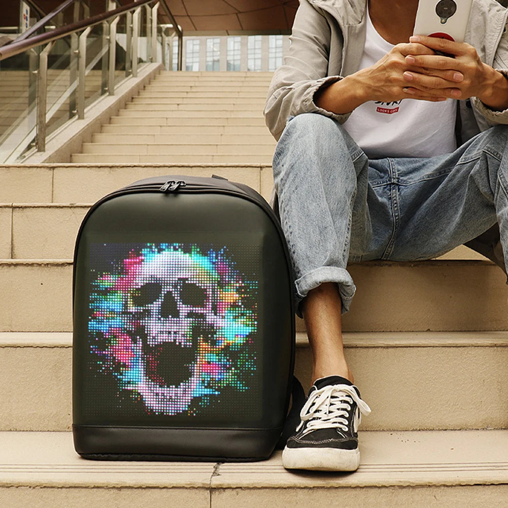 LED Screen Display Backpack Wireless Business Travel Laptop Bags