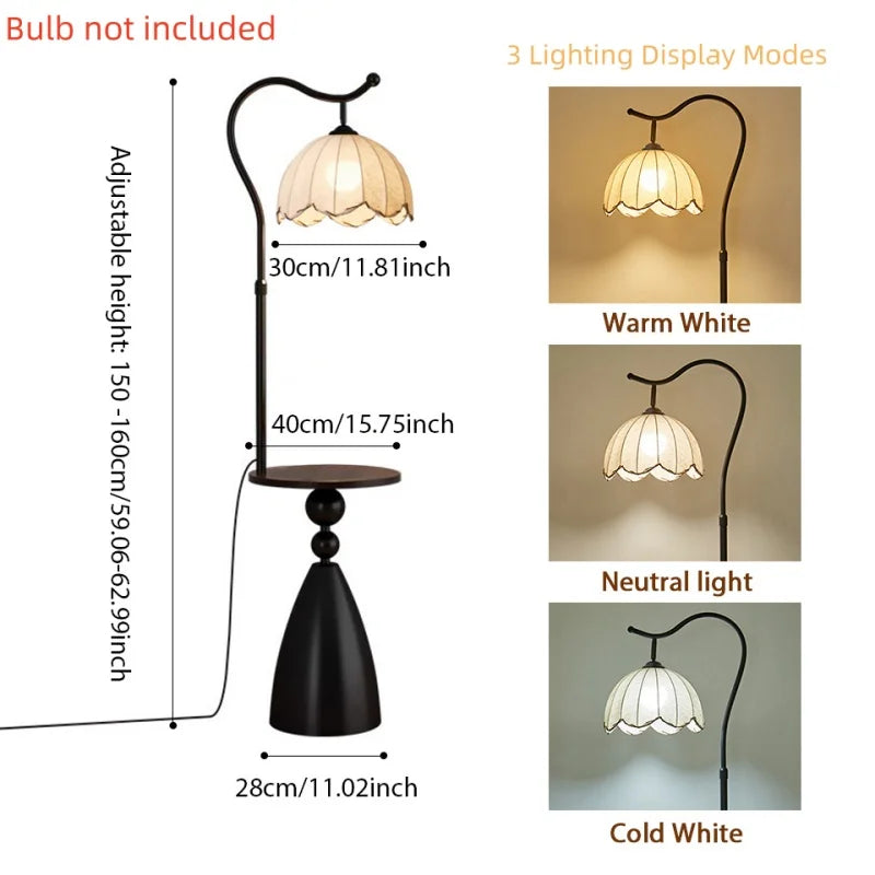 Vintage-Style Floor Lamp: featuring a hanging shade and a solid wood tabletop